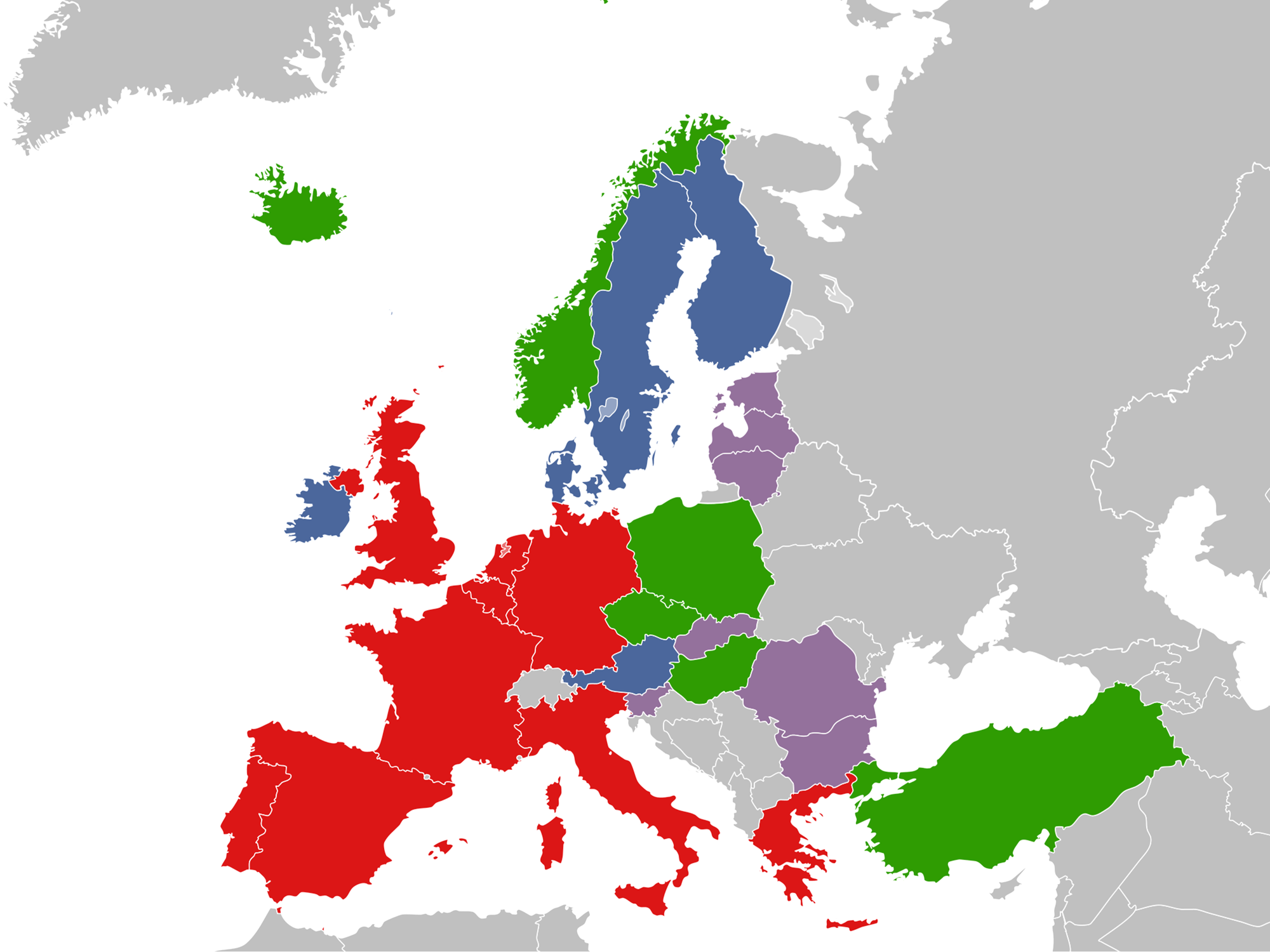 Western European Union: 1995 – 2011 (Full members in red)