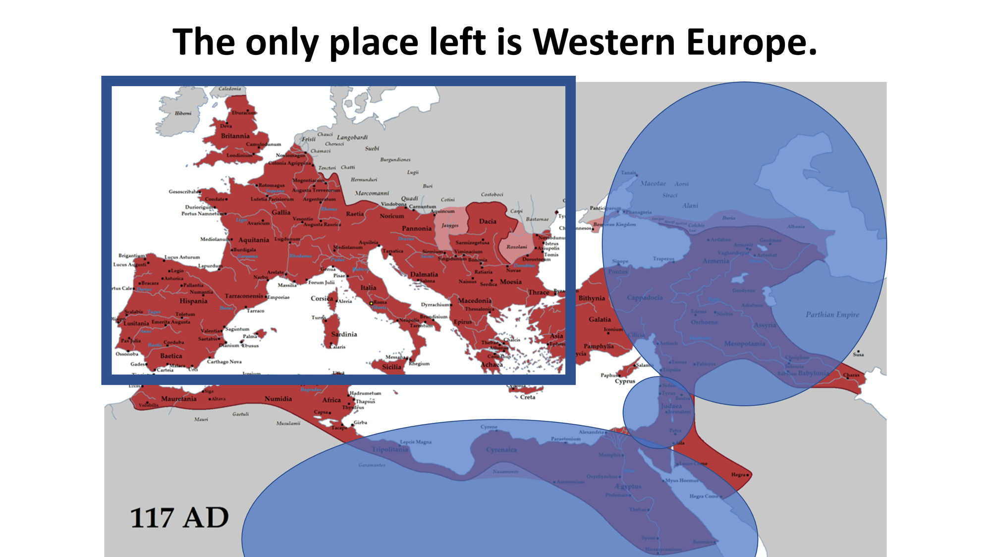 Antichrist's enemies in blue. Therefore, his military home-base is in Western Europe.